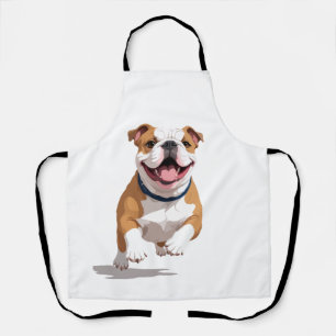Delantal Bulldog inglés feliz diversión juguetona saltando