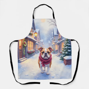 Delantal Bulldog Inglés Navidad Navideña Village Fiesta