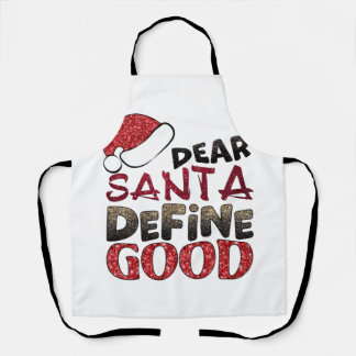 Delantal Bulldog inglés Santa Christmas Tree Lights Xmas B