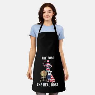 Delantal Bulldog Patriótico BBQ El Jefe Real