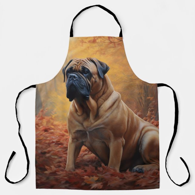 Delantal Bullmastiff en otoño se inspira la caída de las ho (Anverso)
