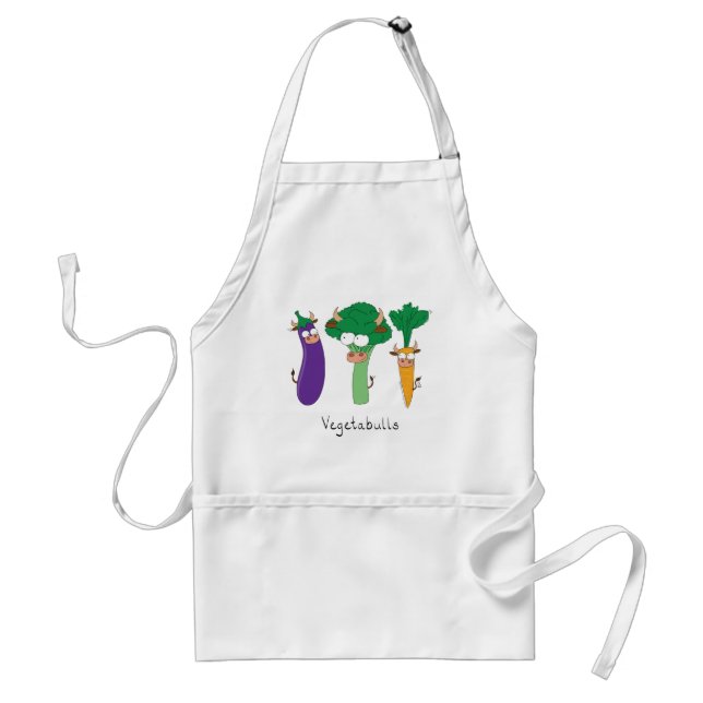 Delantal Bulls vegetarianos divertidos en Apron (Frente)