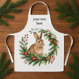 Delantal Bunny Rabbit and Christmas Wreath 