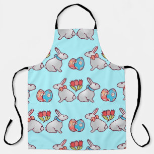 Delantal Bunny seamless pattern with easter eggs and a bouq