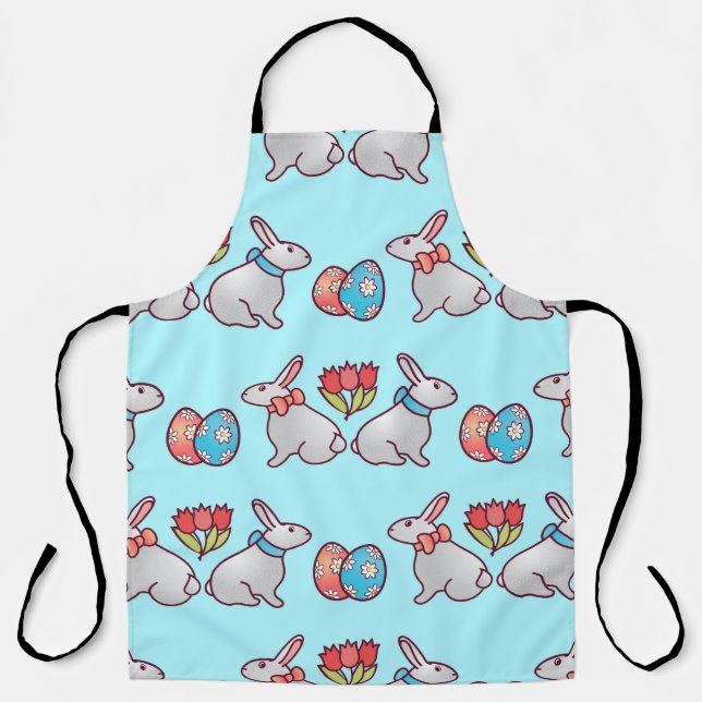 Delantal Bunny seamless pattern with easter eggs and a bouq (Anverso)