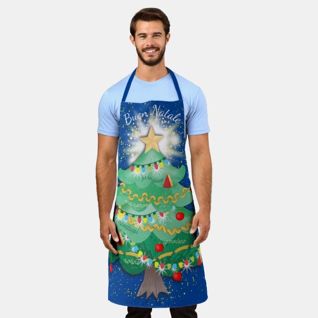 Delantal Buon Natale Árbol de Navidad pasta italiana (Gastado)