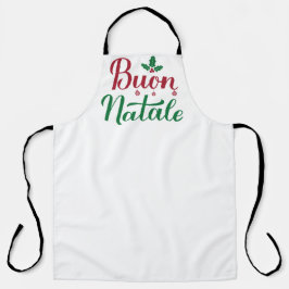Delantal Buon Natale Italiano Merry Christmas Holly