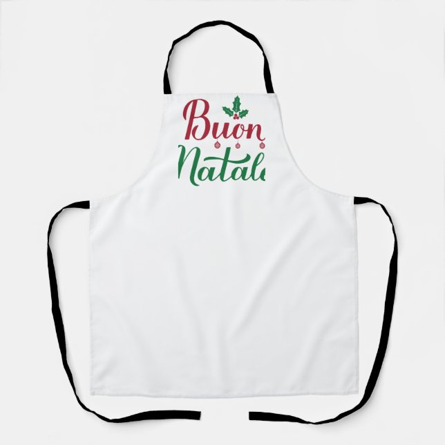 Delantal Buon Natale Italiano Merry Christmas Holly (Anverso)