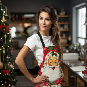 Delantal Buon Natale Navidades italianos Santa Plaid