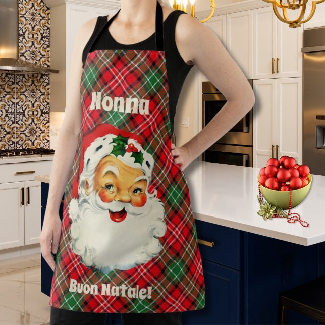 Delantal Buon Natale Navidades italianos Santa Plaid (Nonna Custom Italian
Vintage Santa Red Plaid Apron)
