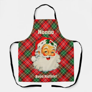 Delantal Buon Natale Navidades italianos Santa Plaid Apron