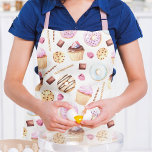 Delantal Burbuja de Donut Acuarela Dulce Tasty Patrón Giro<br><div class="desc">Este diseño moderno incluye deliciosos donuts de acuarela con tu nombre personalizado #cocina #cocción #regalos #donuts #donut #quequitos #pastelitos #dulce #gustoso #delantal #delantales #regalos para ella #personalizados #regalos personalizados</div>