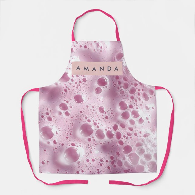 Delantal Burbuja Rosa Pastel Soñadora Personalizada (Anverso)