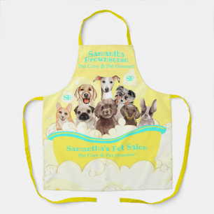 Delantal Burbujas de Aseo para Mascotas Amarillo Verde Spa