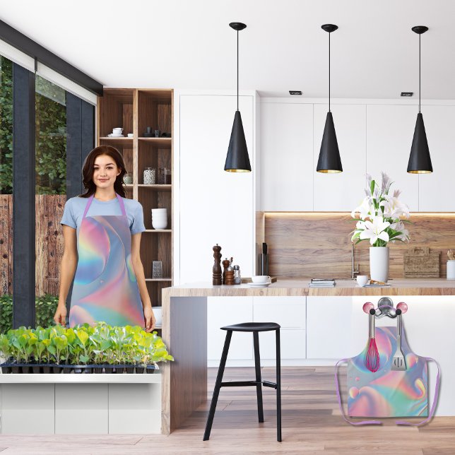 Delantal Burbujas de Bonitos psicodélicas irlandesas colori (Iridescent, psychedelic, happy & colorful apron with lavender ties, or color of you like best)
