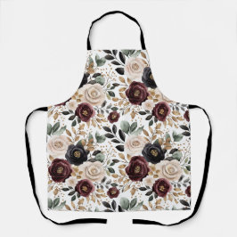 Delantal Burgundy Cream Black Floral