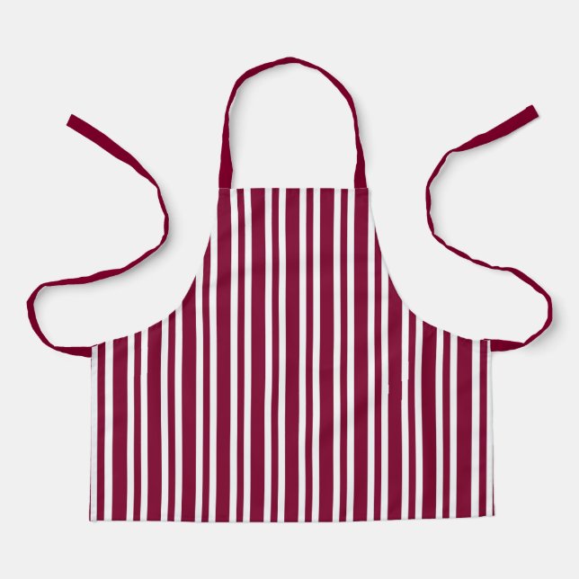 Delantal Burgundy White Stripes Seamless Pattern (Anverso)