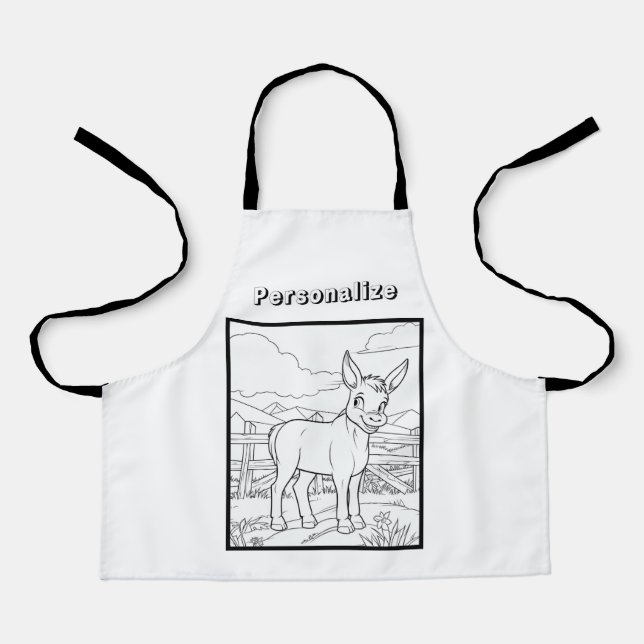 Delantal Burro De Color En La Granja Personalizado (Anverso)