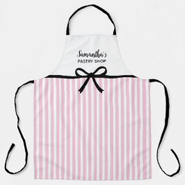 Delantal Business Candy Pink Stripes Bakery Kitchen Salon