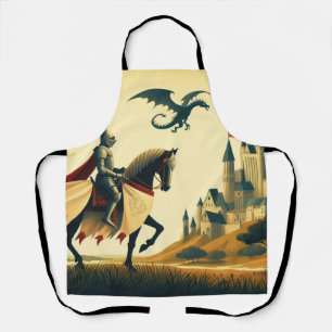 Delantal Caballero medieval castillo wyvern fantasía