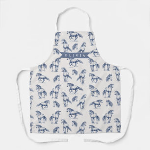 Delantal Caballo Azul Vintage Personalizado Clásico Campest