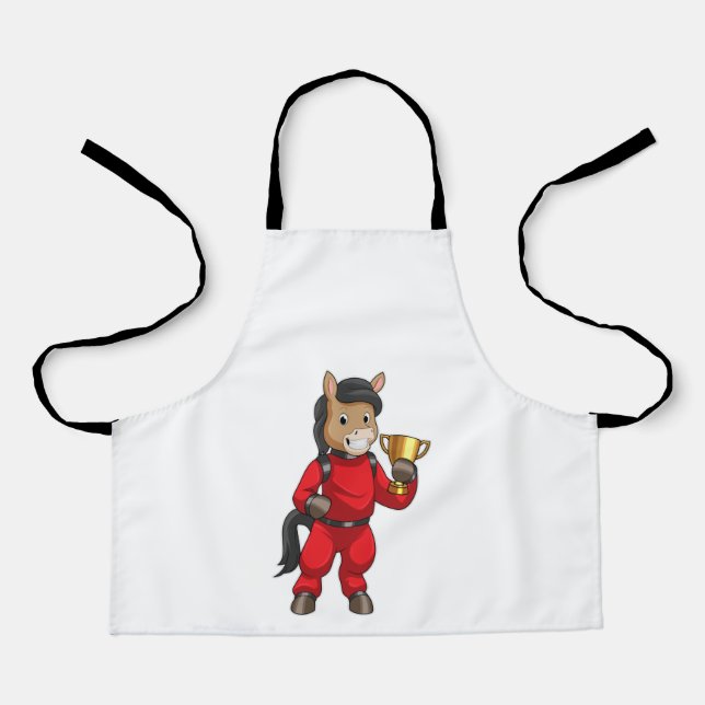 Delantal Caballo como campeón con trofeo (Anverso)