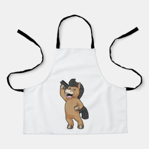 Delantal Caballo como peluquero con comb