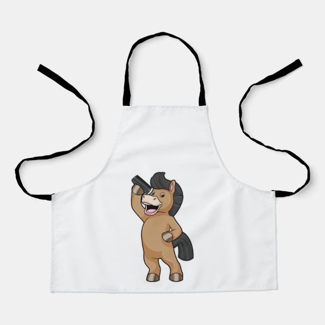 Delantal Caballo como peluquero con comb (Anverso)