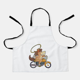 Delantal Caballo como Vaquero con Lasso y Motocicleta