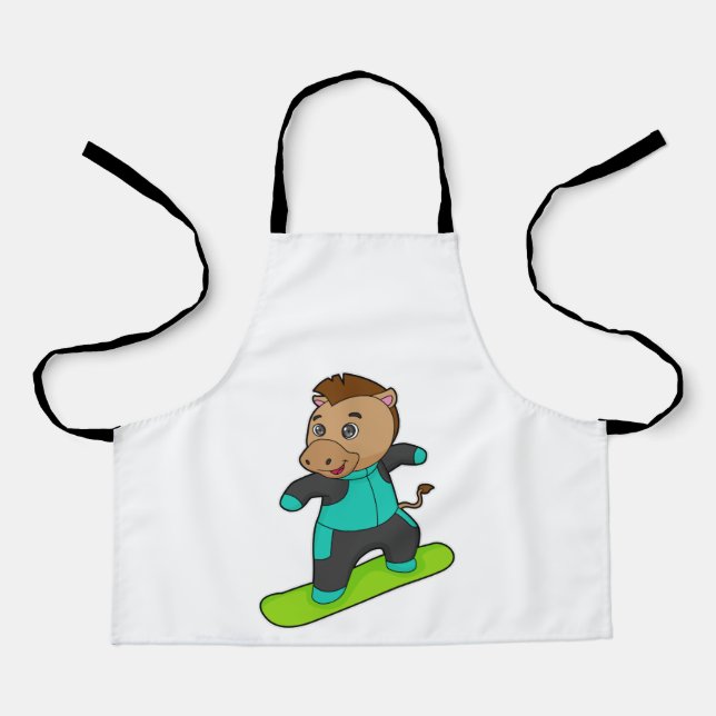 Delantal Caballo con Snowboard (Anverso)