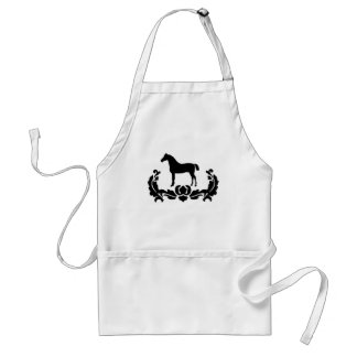 Delantal Caballo Damasco blanco y negro
