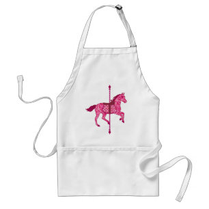 Delantal Caballo de carrusel - rosa de la fucsia