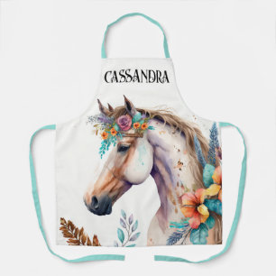 Delantal Caballo de color de agua flores boho otoño moody c