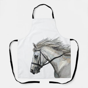 Delantal Caballo de dibujo a mano con una brida