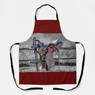 Delantal Caballo en la valla corral occidental