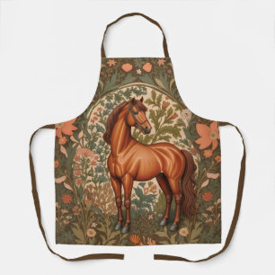 Delantal Caballo Marrón Hermoso Inspirado en William Morris