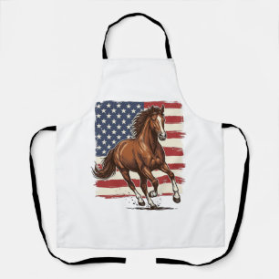 Delantal Caballo Patriótico Diseño Vectorial Western Vintag