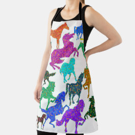 Delantal Caballos arco iris - "¡Tonto por caballos!"