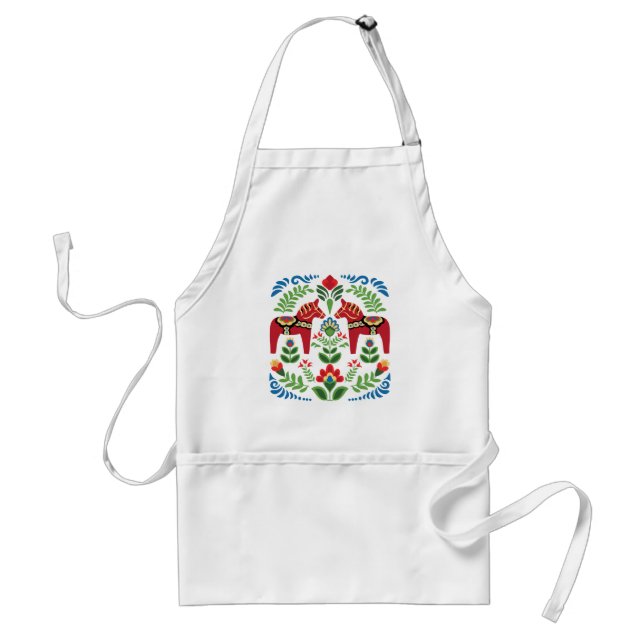Delantal Caballos de dala suecos rojos (Frente)