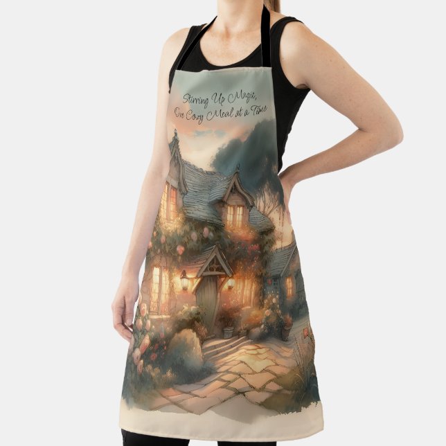 Delantal Cabaña de cuento de hadas al atardecer con Rosas (in situ)