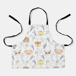 Delantal Cabeza Animal Adorable Y Patrón Floral