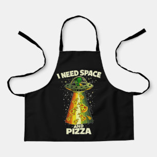 Delantal Cabeza de alienígena divertida comiendo pizza OVNI