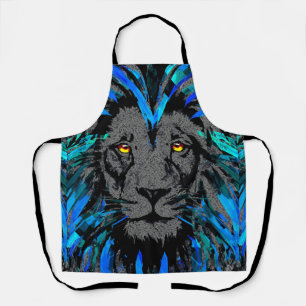 Delantal Cabeza de León Azul - Retrato de León - Cara de Le