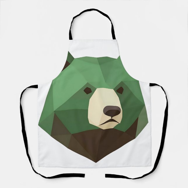 Delantal Cabeza de Oso Geométrico Low Poly (Anverso)