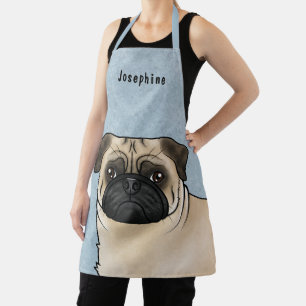 Delantal Cabeza de perro de dibujos animados Pug cervatillo