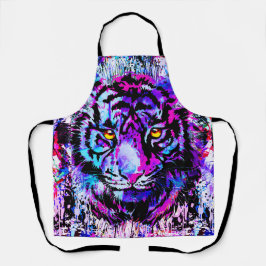 Delantal Cabeza de tigre púrpura - Apron de tigre - Retrato
