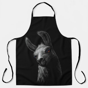 Delantal Cabeza retratada llama con fondo negro
