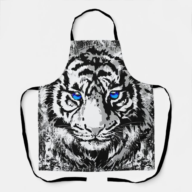 Delantal Cabeza Siberiana de Tigre Blanco - Aprendo de ojos (Anverso)