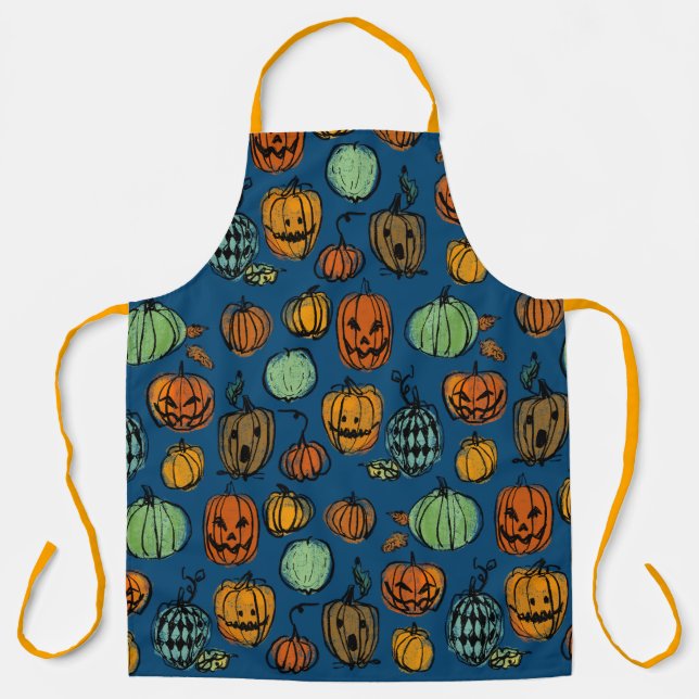 Delantal Cabezas de calabaza de Halloween (Anverso)
