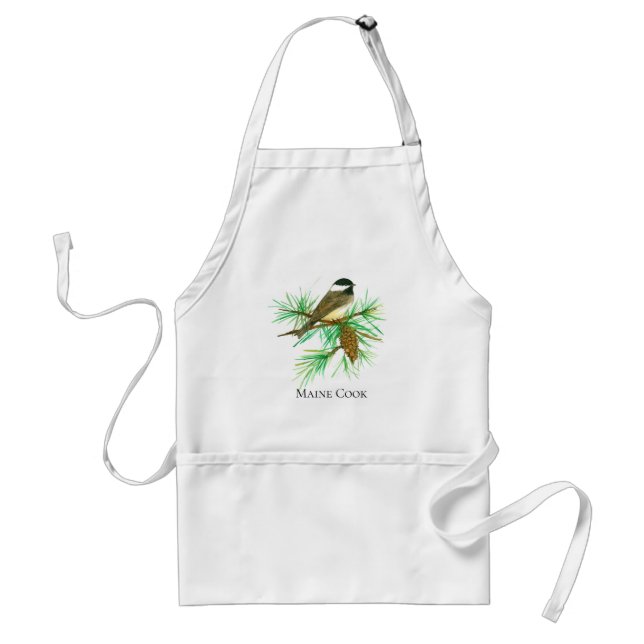 Delantal Cabina Cocinero Chef Chickadee Bird Pinecone Tasse (Frente)